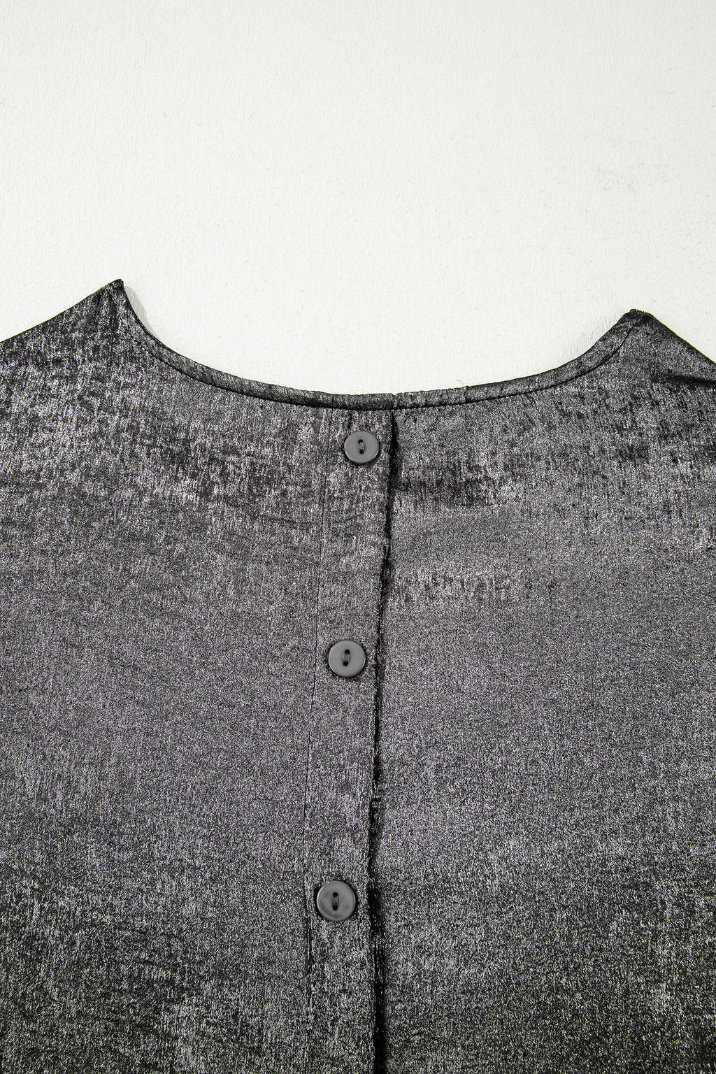 Silvery Metallic Round Neck Ruffle Trim Sleeveless Top