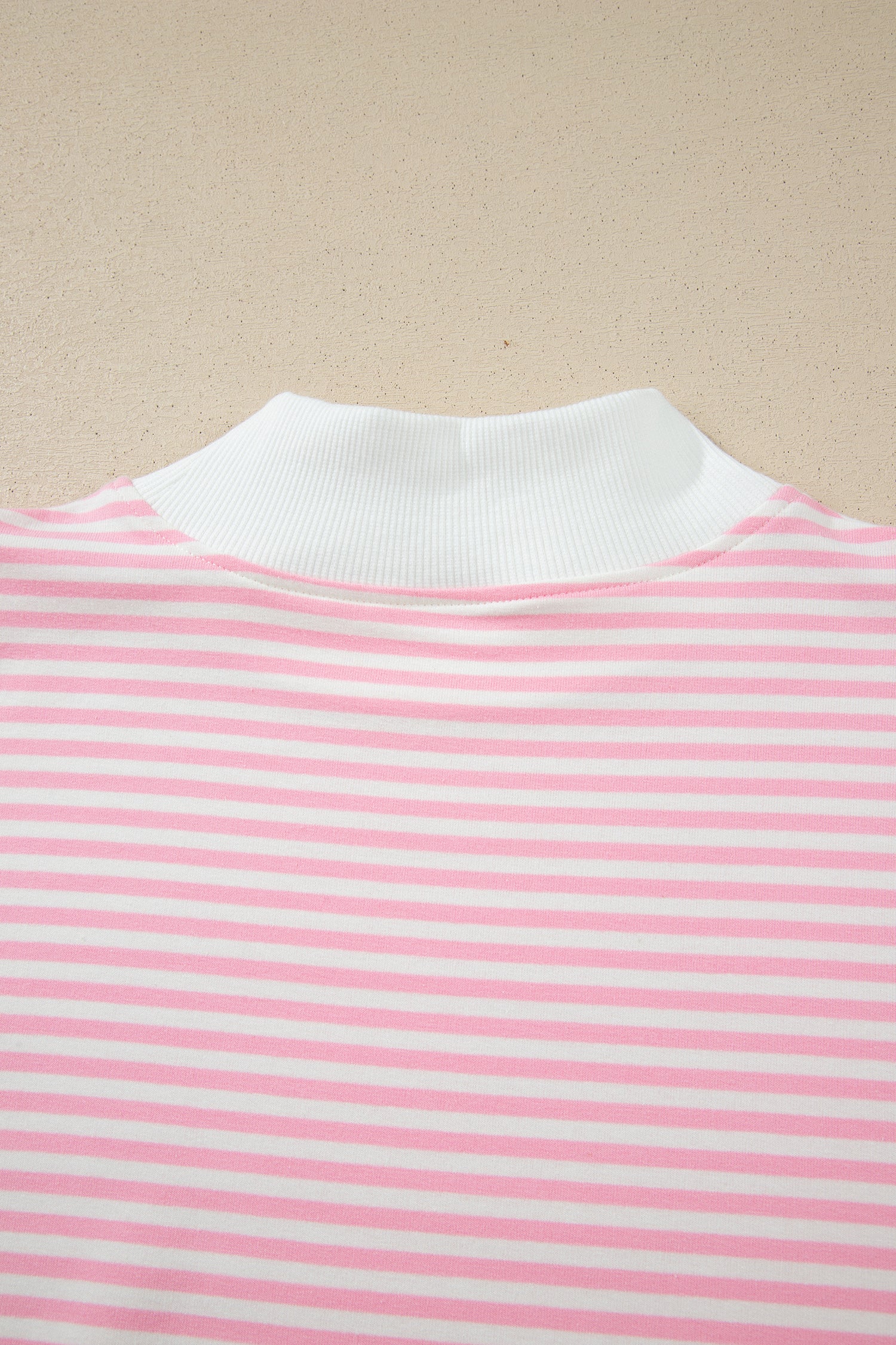 Pink Stripe Oversize Mock Neck Sweatshirt and Shorts Set