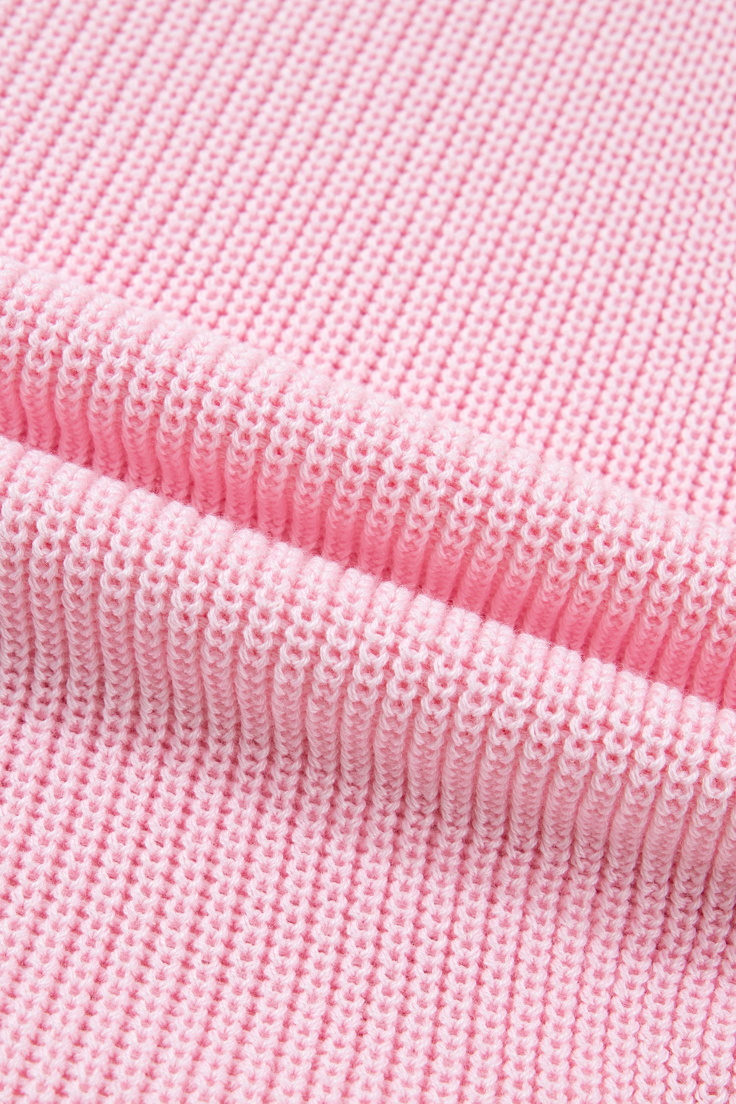 Pink Solid Color Knit V Neck Button Front Sweater Vest